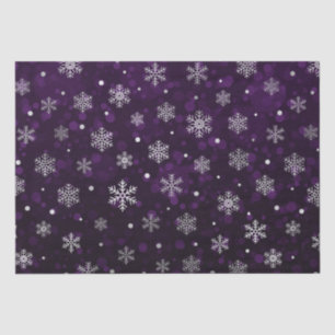 Purple Bokeh and Silver Foil Christmas Snowflakes Tissue Paper