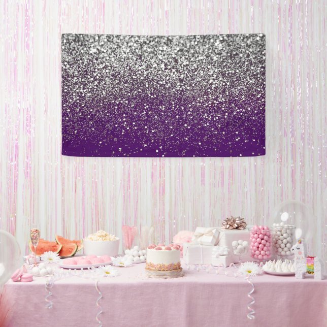 Purple Bokeh Backdrop Birthday Backdrop Silver  Banner (Party)