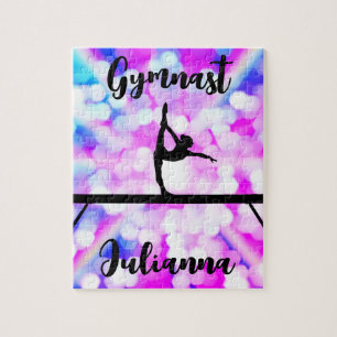 Purple Bokeh Blast Gymnastics Beam Personalized Jigsaw Puzzle