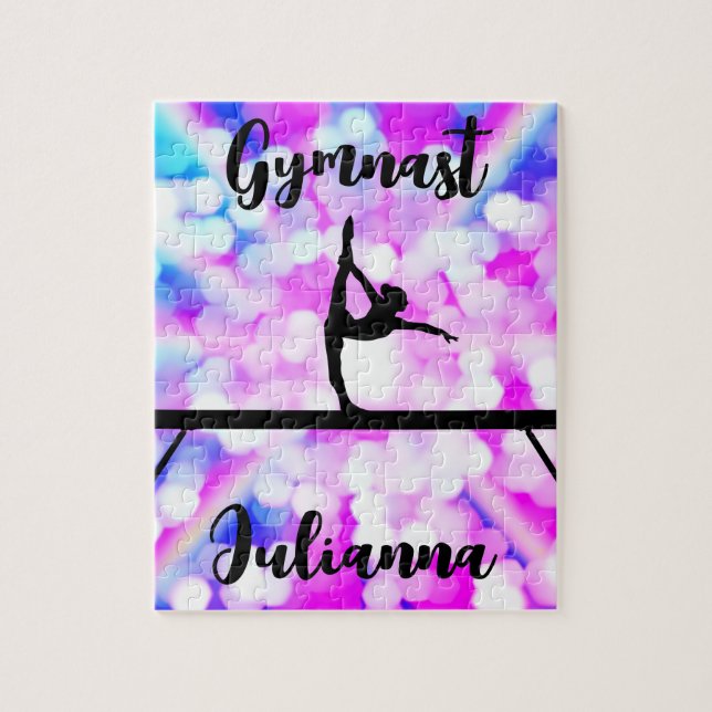 Purple Bokeh Blast Gymnastics Beam Personalized  Jigsaw Puzzle (Vertical)