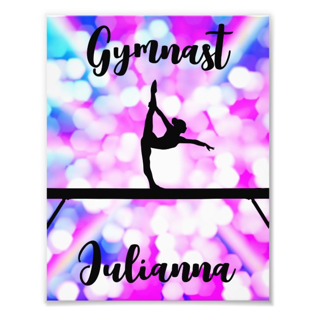 Purple Bokeh Blast Gymnastics Beam Personalized   Photo Print (Front)