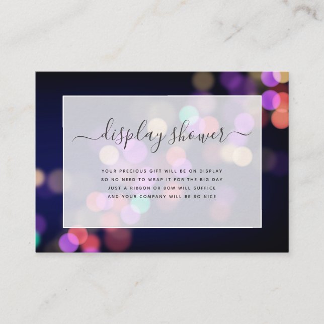 Purple Bokeh Bridal Shower Enclosure Card (Front)