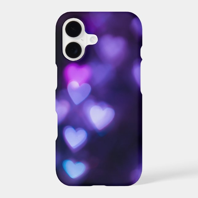 Purple Bokeh Hearts on Black (Back)