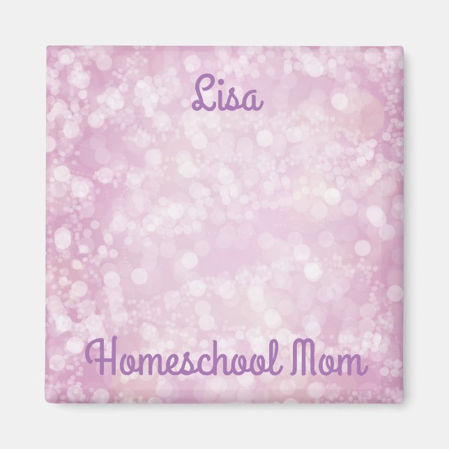 Purple Bokeh Homeschool Mom Magnet (Front)