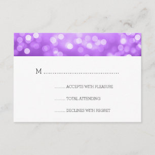 Purple Bokeh Lights Elegant Wedding RSVP Card