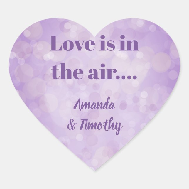 Purple Bokeh Love is in the air couple Heart Sticker (Front)