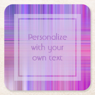 Purple Bokeh Plaid Custom Text Square Paper Coaster