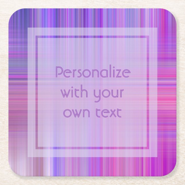 Purple Bokeh Plaid Custom Text Square Paper Coaster (Front)