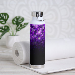 Purple Bokehs Sparkles Beautiful Water Bottle