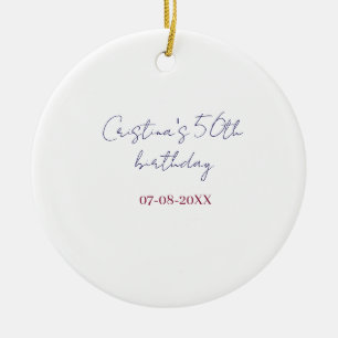 purple bold 50 birthday anniversary add name date ceramic ornament