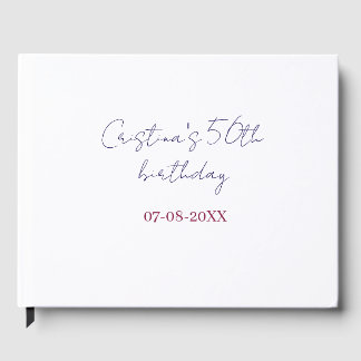 purple bold 50 birthday anniversary add name date  guest book