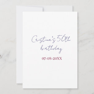 purple bold 50 birthday anniversary add name date invitation