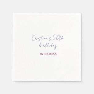 purple bold 50 birthday anniversary add name date  napkin