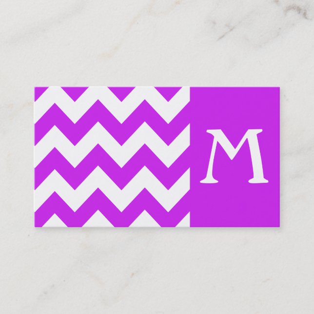 Purple Bold Chevron Monogram Business Card (Front)
