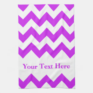 Purple Bold Chevron with customizable text Kitchen Towel