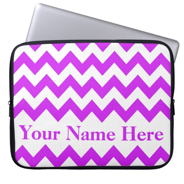 Purple Bold Chevron with customizable text Laptop Sleeve (Front)