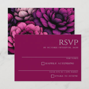 Purple Bold Floral RSVP Card