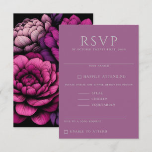 Purple Bold Floral RSVP Card