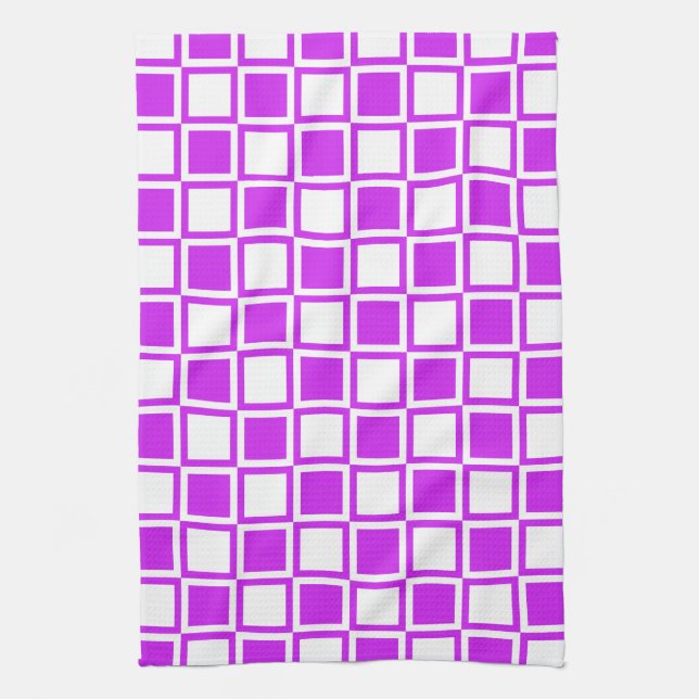 Purple Bold Mod Squares Kitchen Towel (Vertical)