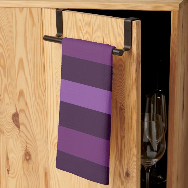 Purple Bold Stripes  Kitchen Towel (Thirds Fold)