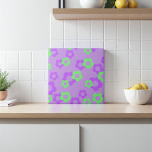 Purple Bold Y2K Wildflower Vibrant Spring Decor Tile