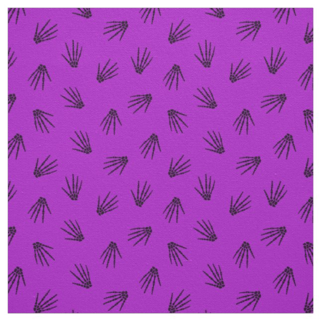 Purple Bones Happy Halloween Modern Fabric (Swatch)