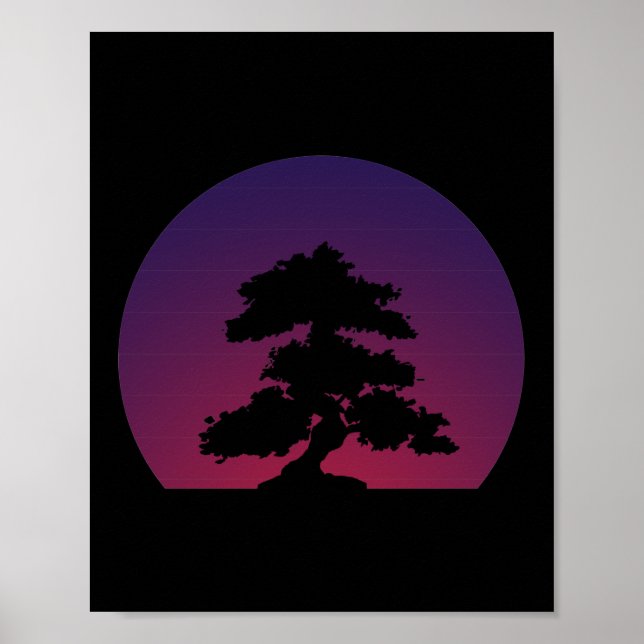 Purple Bonsai Sunset Poster (Front)