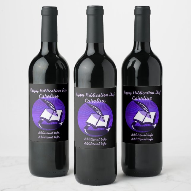 Purple Book And Quill Wine Label (Bottles)