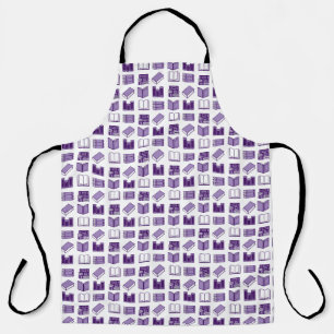 Purple Book Reading and Writing Pattern Apron