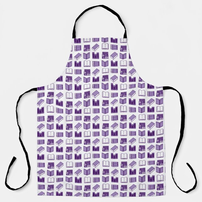 Purple Book Reading and Writing Pattern Apron (Front)