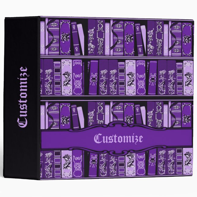 Purple Book Shelves Vintage Books Binder (Front/Spine)