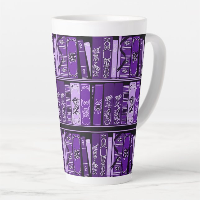 Purple Book Shelves Vintage Books   Latte Mug (Right Angle)