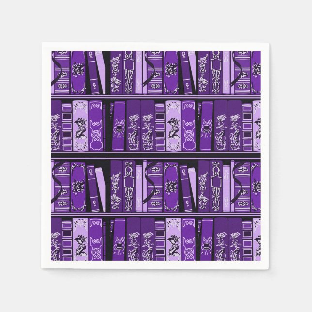 Purple Book Shelves Vintage Books  Napkin (Front)
