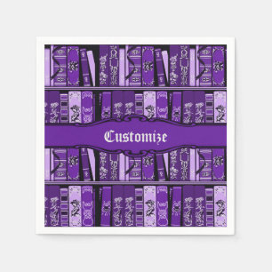 Purple Book Shelves Vintage Books Napkin