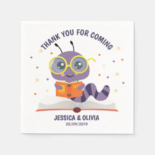Purple Bookworm Theme Napkins
