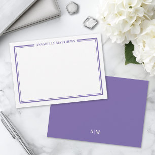 Purple Border Minimalist Name Monogram Card