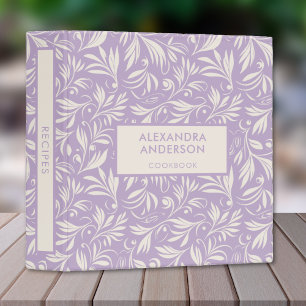 Purple Botanical Floral Leaves Swirls Pattern Binder