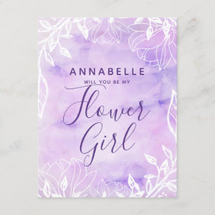 Purple Botanical Floral Will You Be My Flower Girl Invitation
