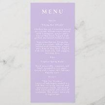 Purple Botanical Modern Wedding Menu