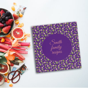 Purple botanical pattern recipe organizer binder
