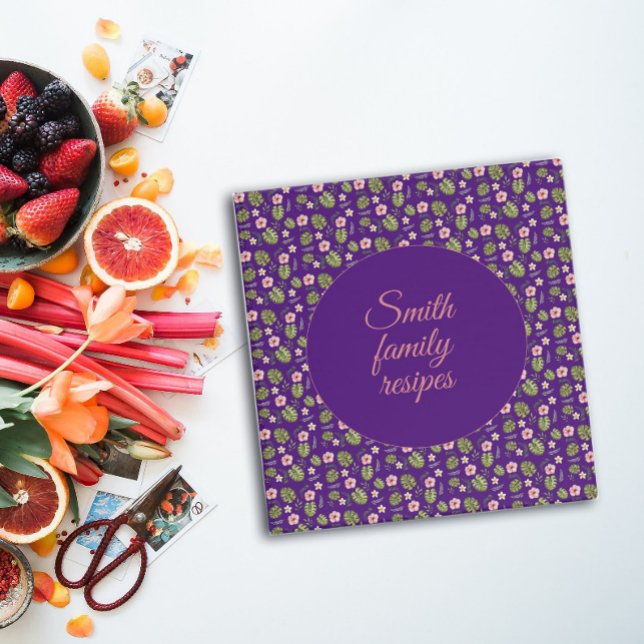Purple botanical pattern recipe organizer binder (Creator Uploaded)