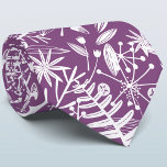 Purple Botanical Silhouette Tie<br><div class="desc">Botanical floral and foliage silhouettes of leaves and flowers on a purple background. Original art by Nic Squirrell.</div>
