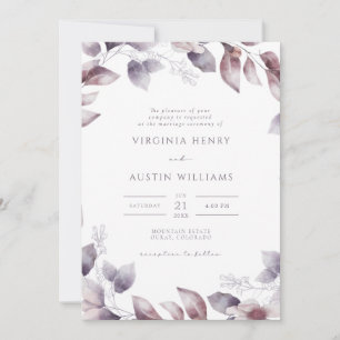 Purple Botanical Wedding Invitation
