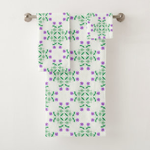 purple botanicals bath towel set
