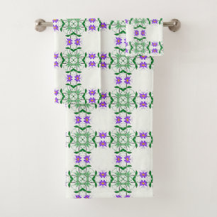 purple botanicals bath towel set