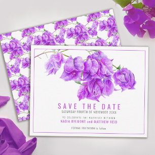 Purple bougainvillea floral art wedding save the date