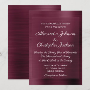 Purple Bourgogne Élégant Mariage Invitation