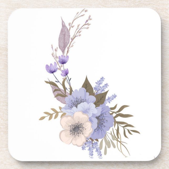 Purple boutique style floral  coaster (Front)
