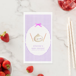 Purple Bow Asian Dumpling Girl Baby Shower  Napkin