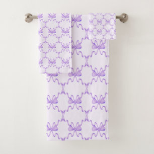 Purple Bow Bath Towel Set